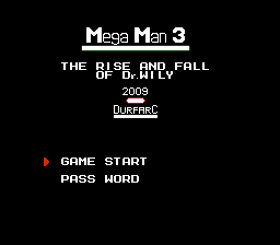 Mega Man III - The Rise and Fall of Dr. Wily Title Screen